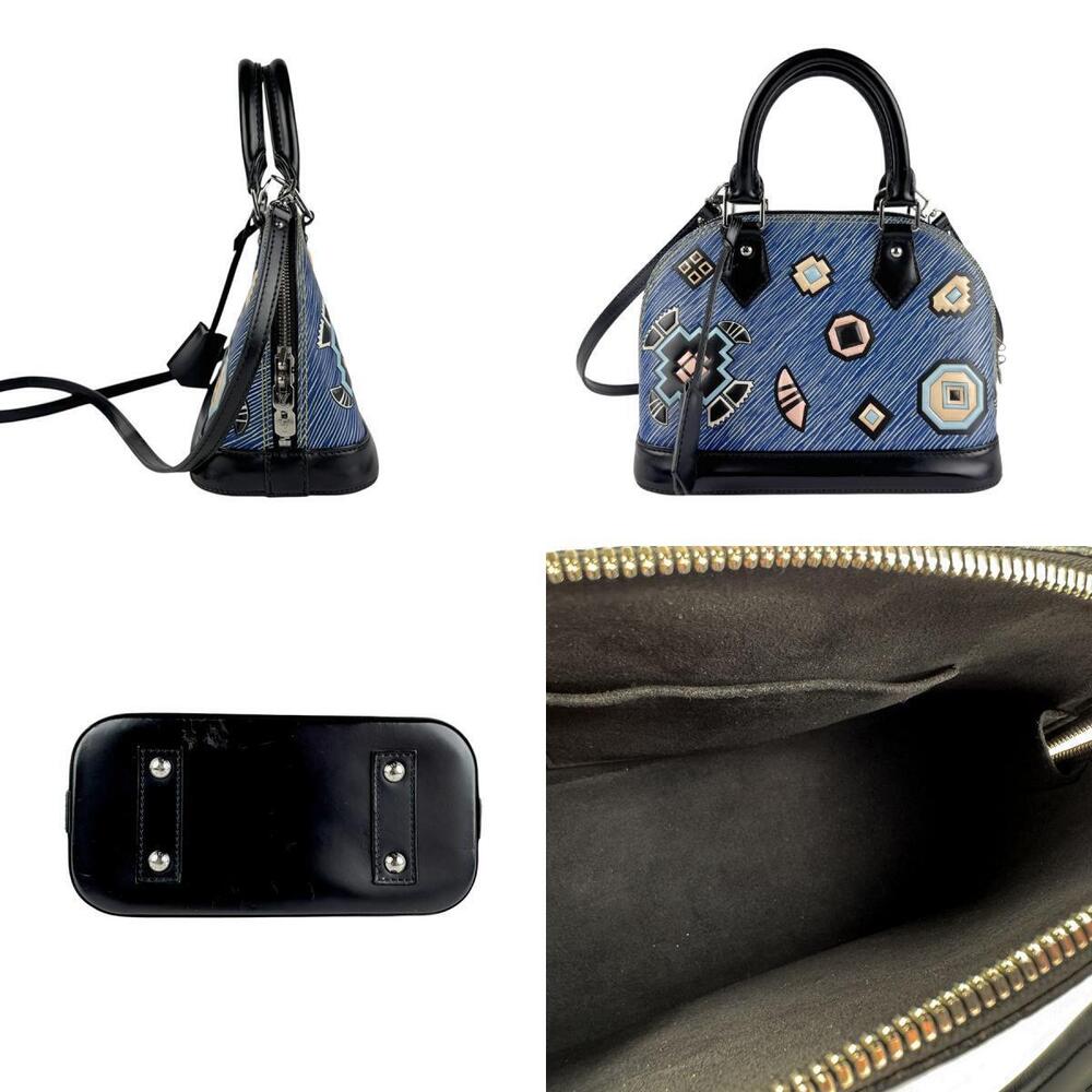Louis Vuitton Handbag Crossbody Bag Epi Denim Alma Leather Blue Black - Picture 2 of 5